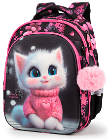 Рюкзак ортопедичний з пеналом та мішком 3 в 1 для дівчинки School Standard 38х30х18 см з Котом для першокласниць (Full 150-32)